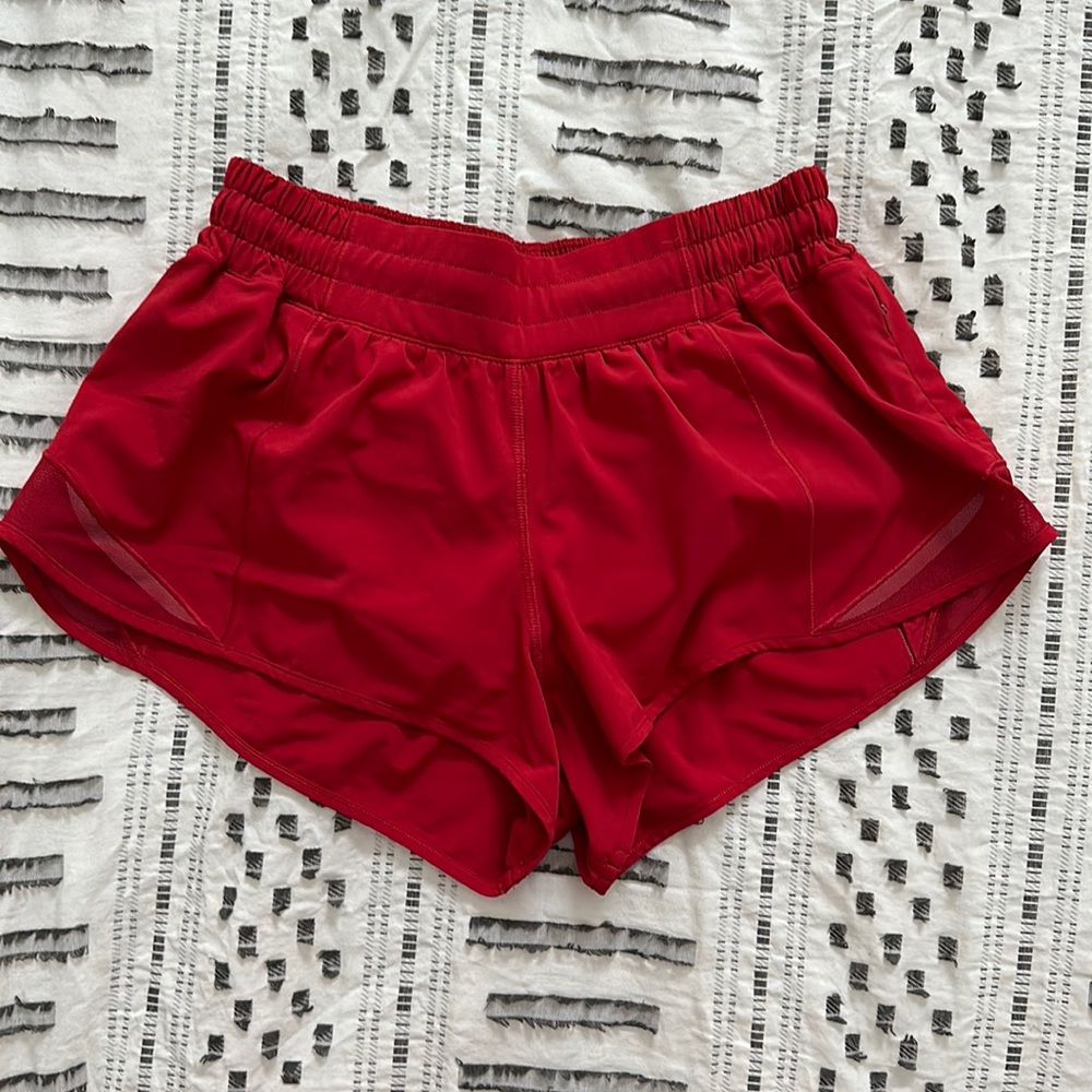 Red lululemon hotty hot shorts 2.5